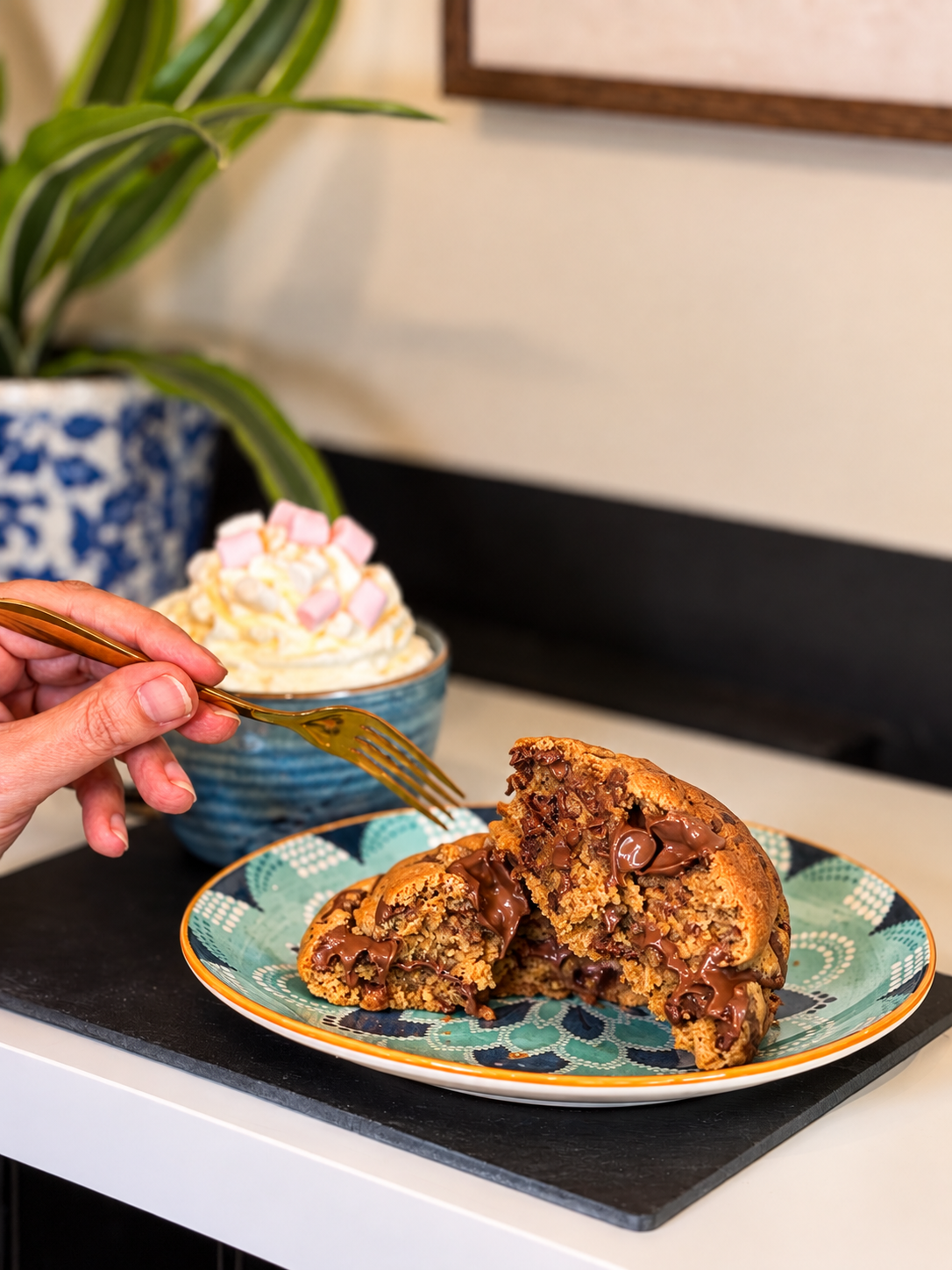 Brown butter Belgian chocolate chip cookie served warm and gooey, with melted Belgian chocolate throughout.