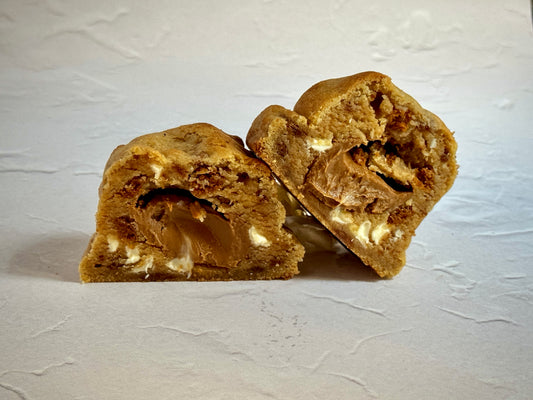 Biscoff Billionaire luxury NYC cookie with Biscoff spread centre and biscuit pieces