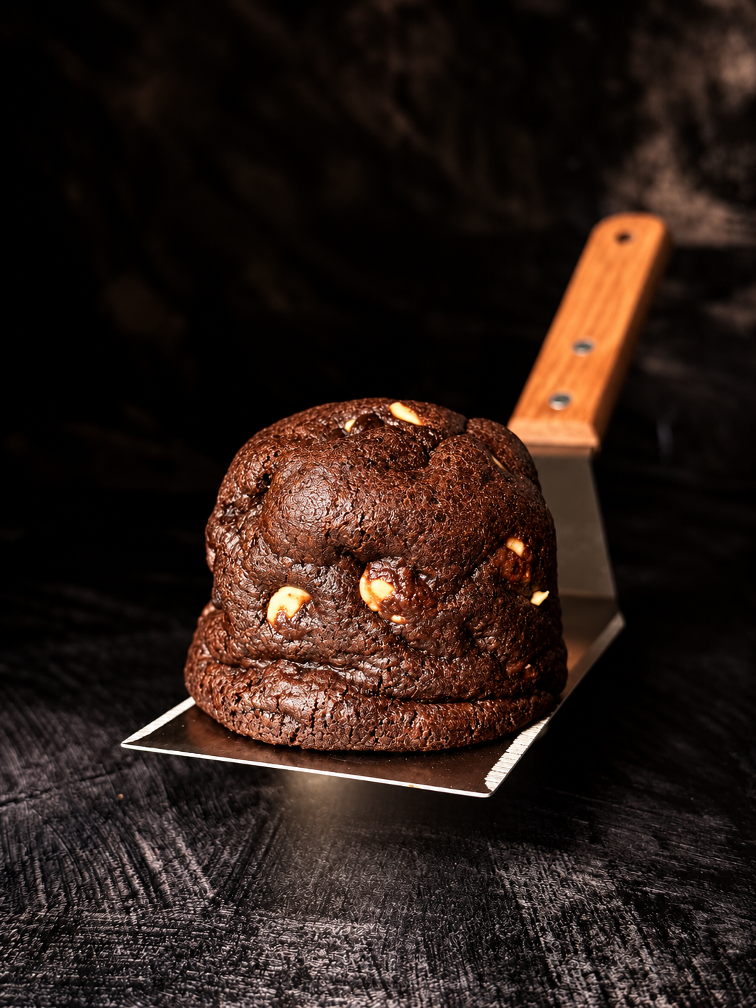 Thick handmade Midnight Noir chocolate cookie with Oreo pieces and Belgian chocolate, baked in Dartmoor by Black Bird Bakers.